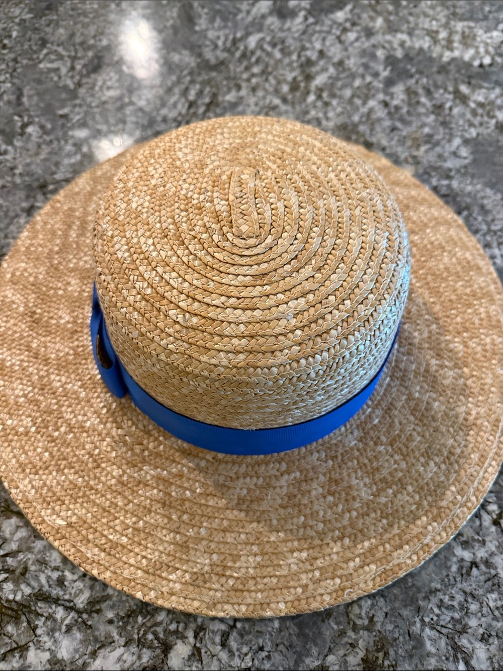 Vineyard Vines Natural Straw Hat with Bright Blue Band